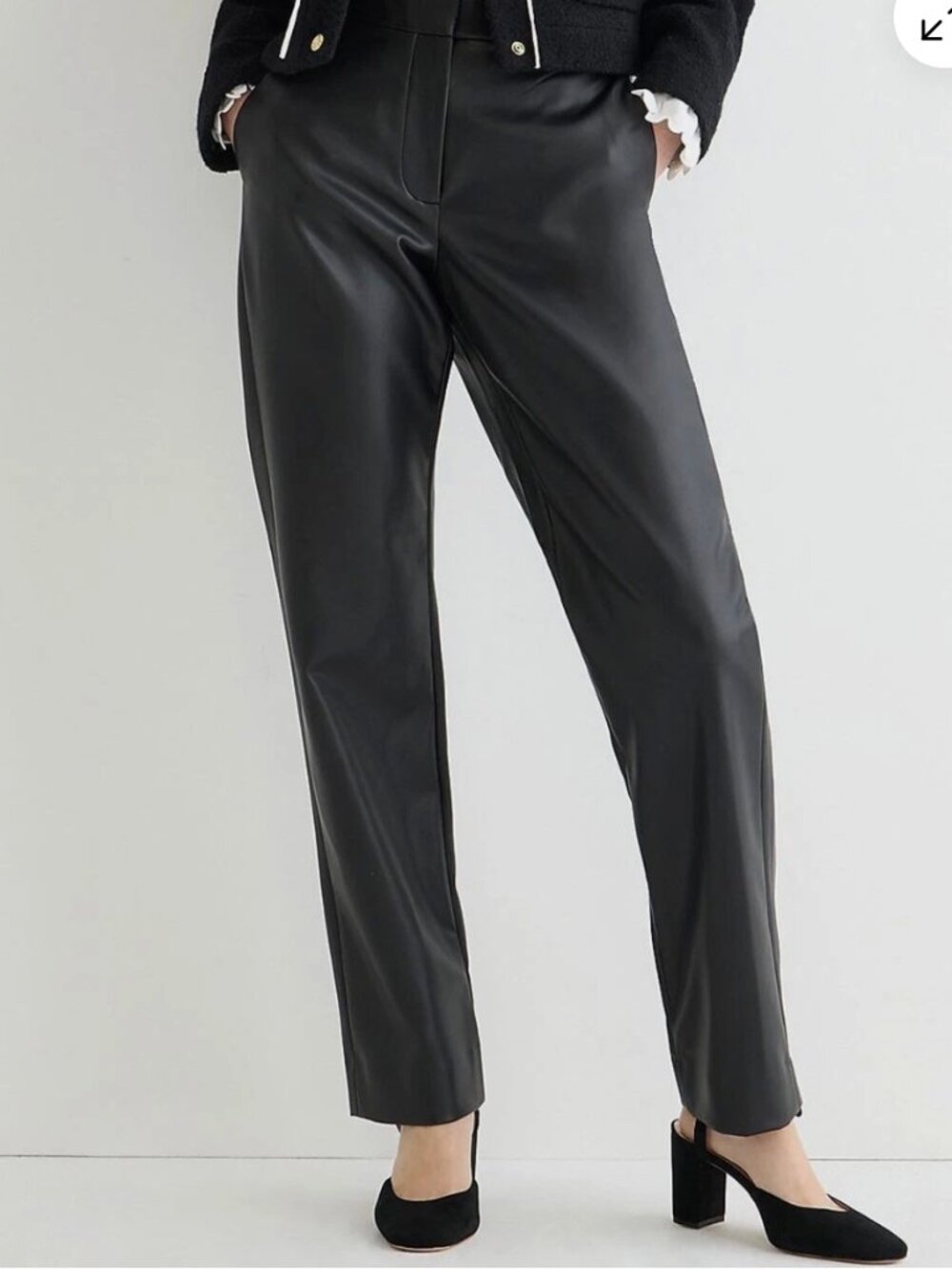 J. Crew Kate Straight-Leg Pant Faux Leather Black 2